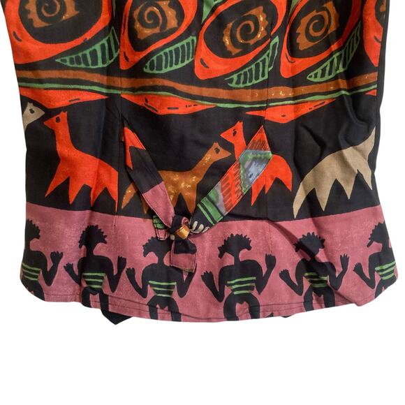 Vintage 90s Instyle New York Black Tribal Embroidered Fitted Rayon Vest Sz Small - Picture 14 of 16